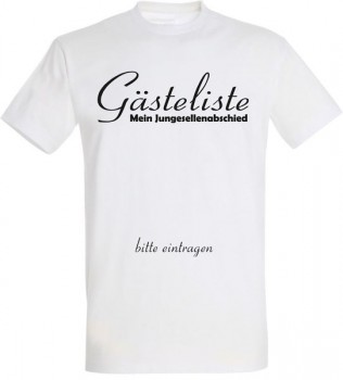 Herren T-Shirt für Junggesellenabschied "Gästeliste"